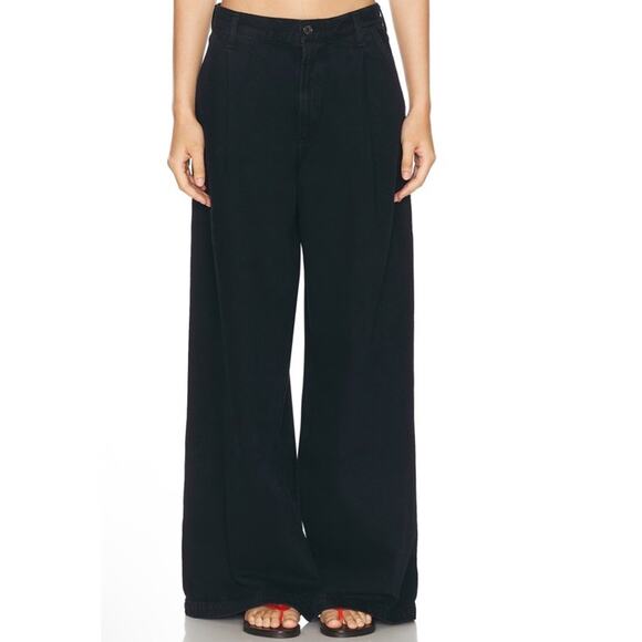 Agolde Ellis Wide Leg Denim Trouser - Crushed Black Sz 25 $268 - Picture 13 of 16